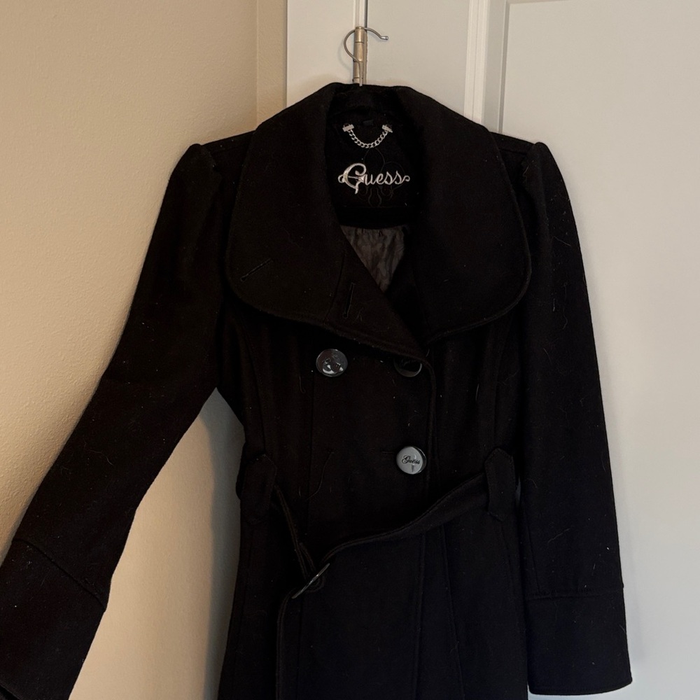 Guess Women's Classic Black Trench Coat